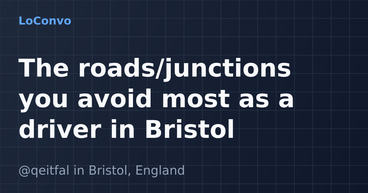 Map preview for The roads/junctions you avoid most as a driver in Bristol